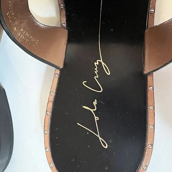 Lola Cruz Embellished Jeweled Brown Leather Flip Flops Sandals Size EU 37 US 7 - Picture 7 of 11